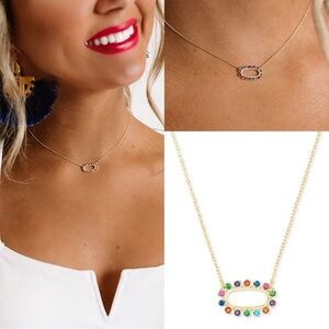 Kendra Scott Elisa Gold Open Frame Pendant Necklace In Multi Crystal